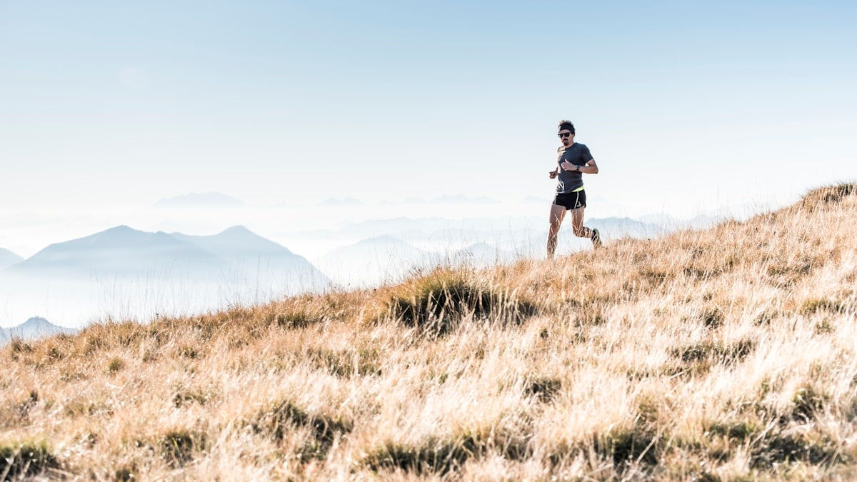 man running on the mountain